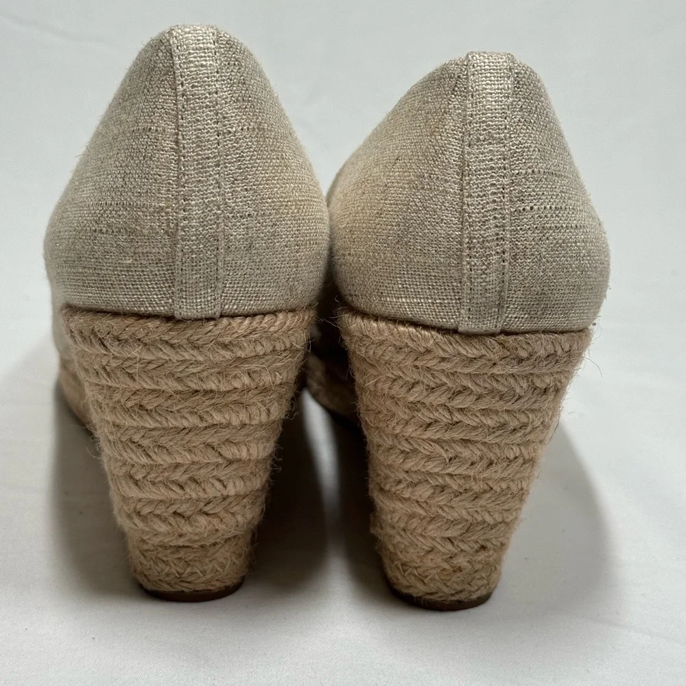 J. Crew Seville Espadrille Jute‎ Wedges in Neutral Metallic Canvas Size 11